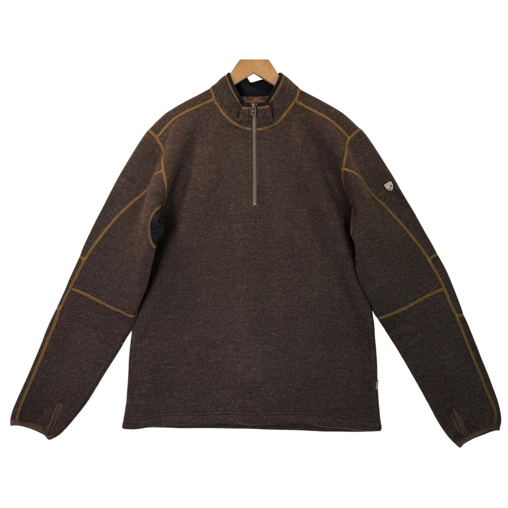 Kuhl ThermoKore Brown 1//4 Zip Sweater Pullover Wool Blend‎ Fleece Outdoors Sz L